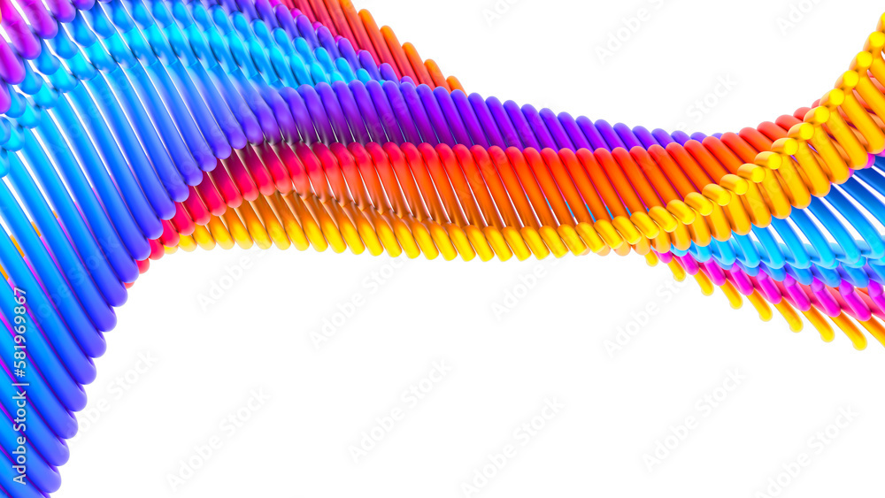 Poster rainbow abstract twisted shape. bright curl, artistic spiral. abstract element for design. 3d render