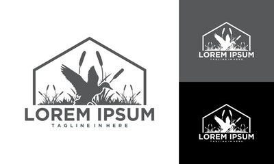 duck hunter logo set icon