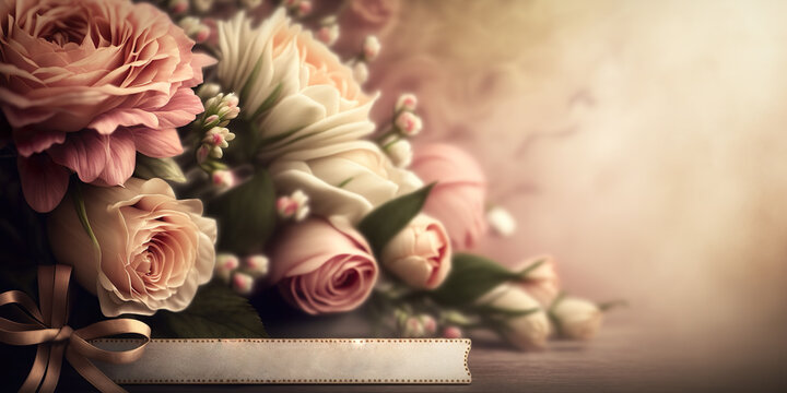 Flowers for gift, with blurred background, image created with AI