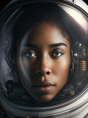 Portrait of female astronaut, generative ai