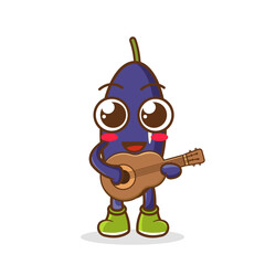 vector illustration of jambolan mascot or character playing guitar