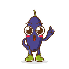 Cartoon Illustration of a Happy jambolan Pointing Up With Finger