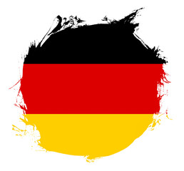 Round flag of Germany. National symbol of Germany. Paint splatter with European country colors.