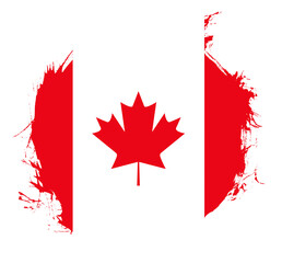 Round flag of Canada with a maple leaf. National symbol of Canada.