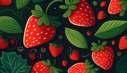 Quirky and Cute Hand-Drawn Strawberry Pattern
