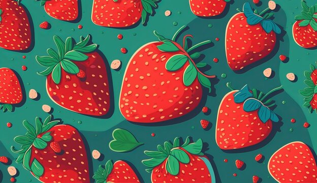 Quirky and Cute Hand-Drawn Strawberry Pattern