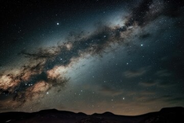 View of the Milky Way galaxy in the universe with stars and astronomical dust. Generative AI