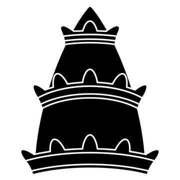 recommend clip art: Papal tiara. Religious Catholic symbol. Black and white negative silhouette.