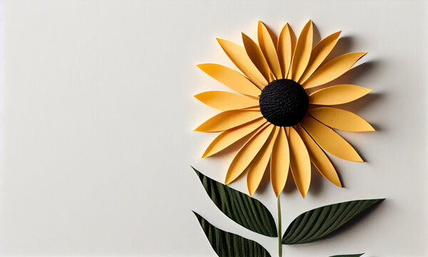 Black-eyed Susan flower made of paper craft, Generative AI
