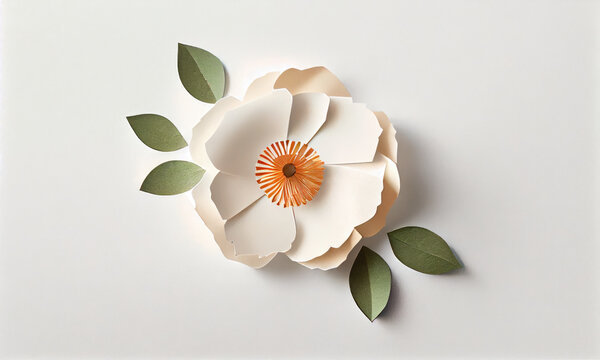 Cherokee rose flower made of paper craft, Generative AI