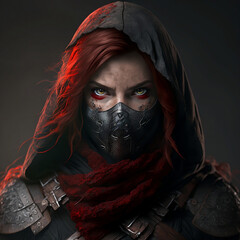 Female Mercenary With Red Hair Generative AI