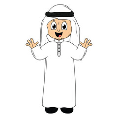 cute moslem boy cartoon illustration