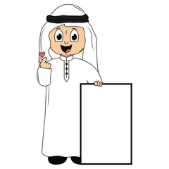 cute moslem boy cartoon illustration