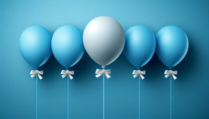 Blue Ballons on blue background V3. Generative Ai.