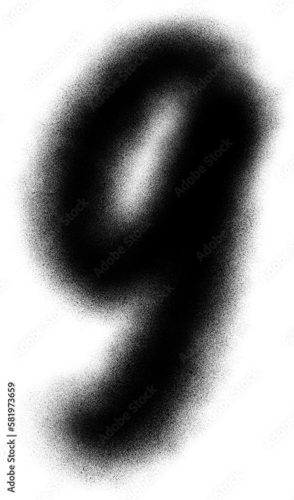 Aufkleber number 9 in spray brush paint particle for element