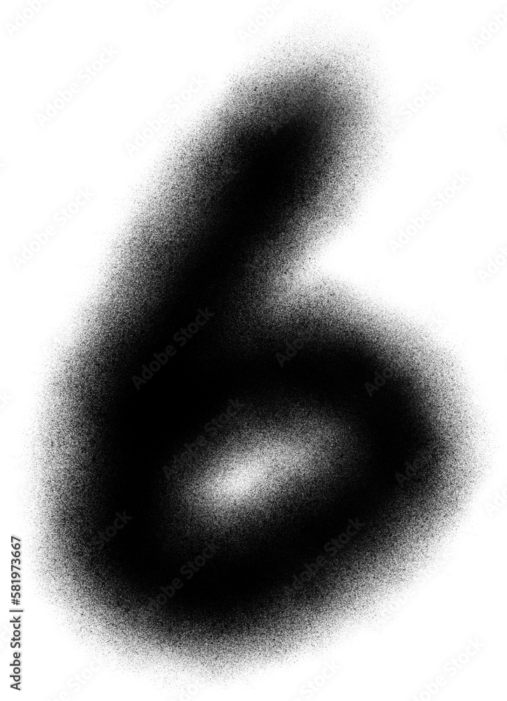 Aufkleber number 6 in spray brush paint particle for element