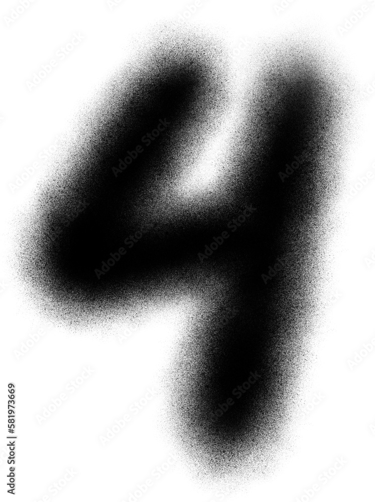 Aufkleber number 4 in spray brush paint particle for element