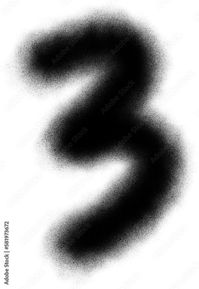 Aufkleber number 3 in spray brush paint particle for element