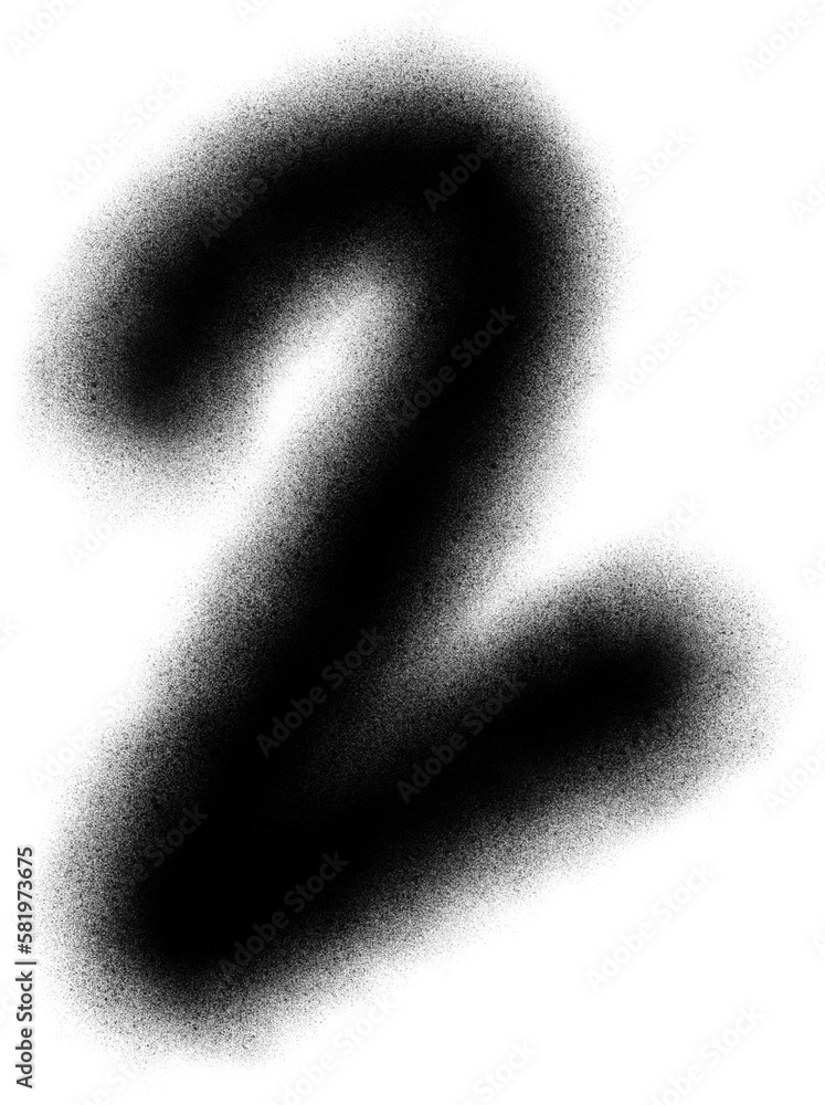 Aufkleber number 2 in spray brush paint particle for element