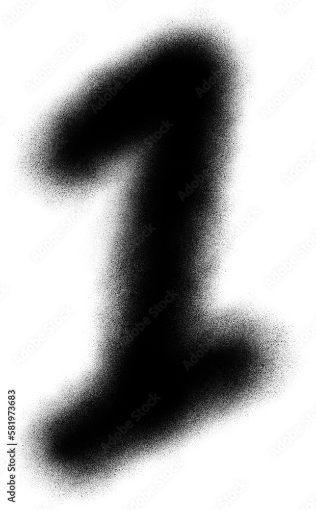 Aufkleber number 1 in spray brush paint particle for element
