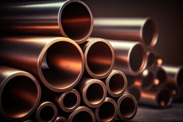 conceptual image of steel and copper pipes, generative AI