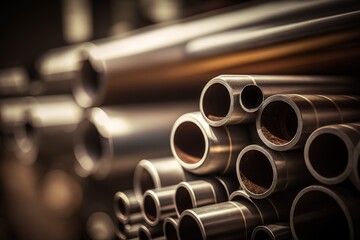 conceptual image of steel and copper pipes, generative AI - obrazy, fototapety, plakaty