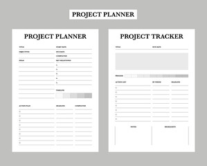 2 set of project tracker planner. vector. note.