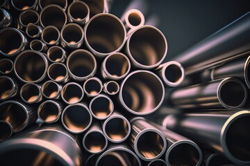 conceptual image of steel and copper pipes, generative AI