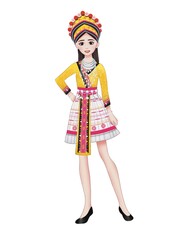 Illustrated Hmong woman wearing traditional Hmong costume