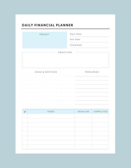 Daily Financial planner. plan your day and life.
