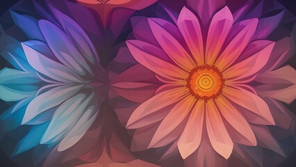 Obraz premium Digital drawing of colorful flowers, generative AI