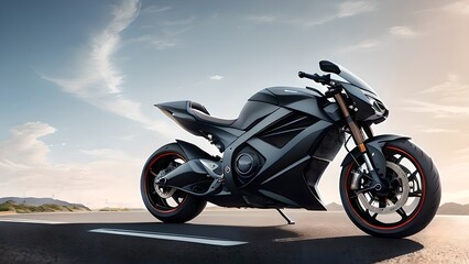 Obraz premium Image of a modern motorcycle, generative AI