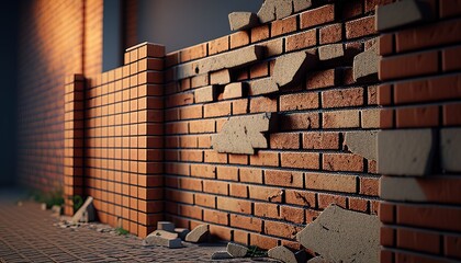 modern brick wall digital art illustration, Generative AI