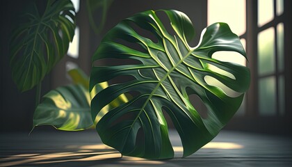 monstera leaf digital art illustration, Generative AI