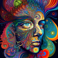 Psychedelic art face