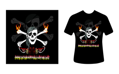 Graphic t-shirt design, typography slogan with skull, vector illustration for t-shirt.