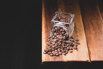 Premium Colombian Coffee Beans on Wooden Plank