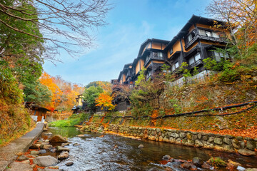 Kumamoto, Japan - Nov 22 2022: Kurokawa Onsen is one of Japan's most attractive hot spring towns....