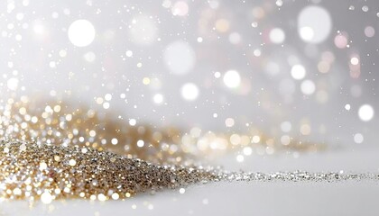 Sparkling, glittery, shimmering gold, white, silver glitter textured background or backdrop (generative AI)