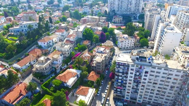 Aerial view by drone of the city of Algiers Algeria in a sunny day