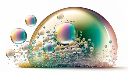 colorful multicolored,, iridescent, shiny, effervescent bubbles (generative ai