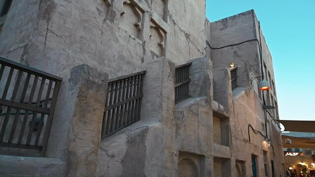 An old traditional Emirati house at Al Seef Dubai with Old Traditional Emirati Architectural Buildings and Houses