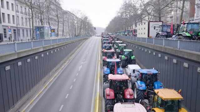 Flemish farmers protesting against forced shrinking of livestock and measurements to cut down CO2 nitrogen emissions - Brussels, Belgium