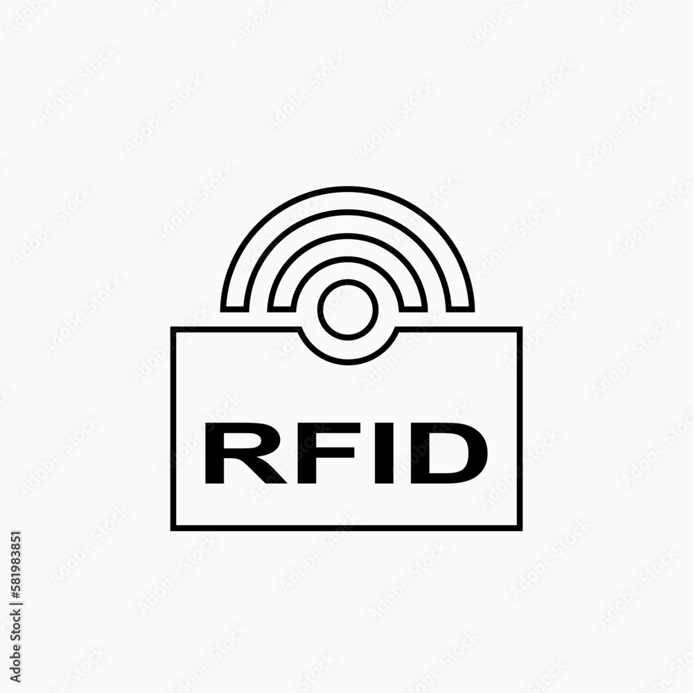 Poster rfid or radio frequency identification vector icon for apps and websites.