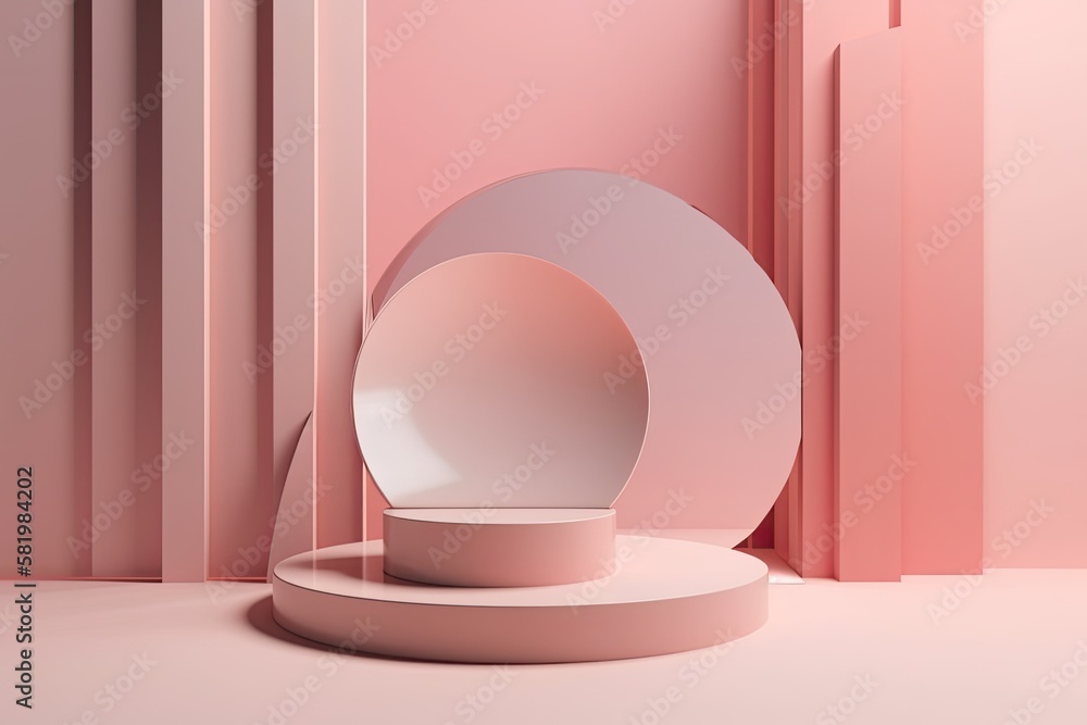 Poster a mock up scene with an abstract background and a pedestal with a geometric shape for a product show