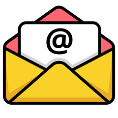 Mail icon in colorful style isolated on transparent background