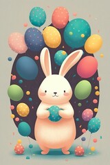 easter bunny with easter eggs