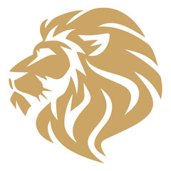 Lion Head Gold Golden Logo Vector Design Template
