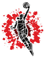 Fototapeta Basketball Female Player Action Cartoon Sport Graphic Vector obraz