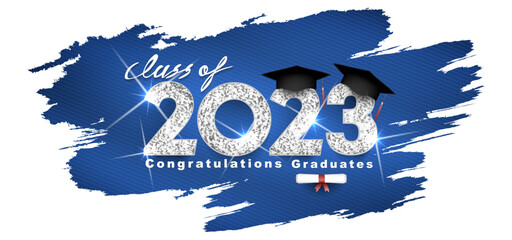 Class of 2023 Vector text for graduation silver design, congratulation event, T-shirt, party, high school or college graduate. Lettering for greeting, invitation card